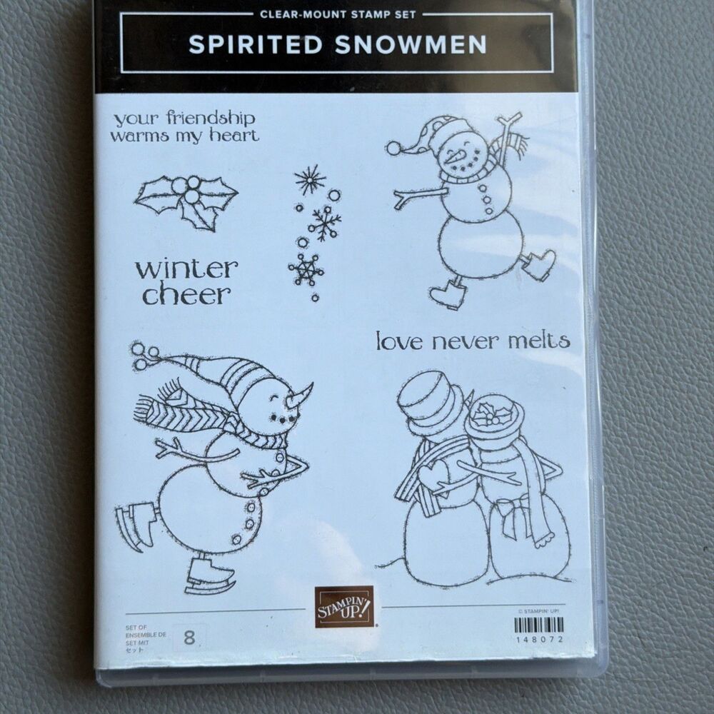 Stampin Up SPIRITED SNOWMEN Christmas Snowman Rubber Stamps winter